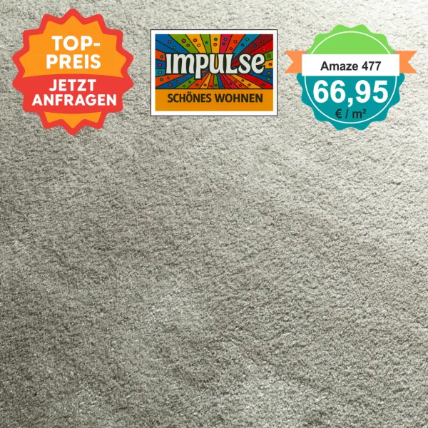 JAB Amaze – quadratische Draufsicht Velours-Teppichboden in fraise mit Preisaufdruck